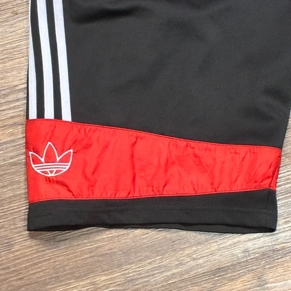 Adidas Originals Shorts Mens Large Black Excellent Trefoil 3-Stripe Athletic